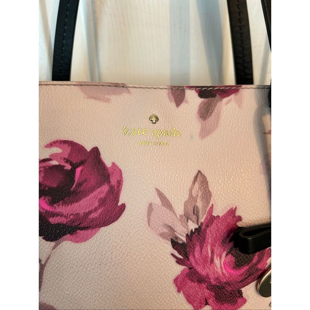 Kate Spade New York Hawthorne Lane Pink Roses Ryan Tote Purse Bag - Picture 3 of 10